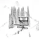 mountains with snow and Ski lift and a snowboard tattoo design idea