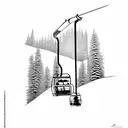 ski lift and mountains tattoo design idea