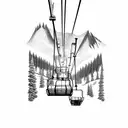 ski lift and mountains tattoo design idea