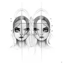 gemini split face showing two different emotions tattoo design idea