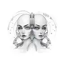 gemini split face showing two different emotions tattoo design idea