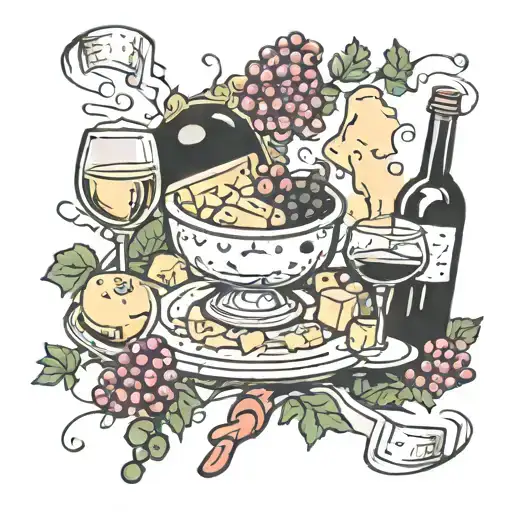 wine and cheese full of holes tattoo design idea