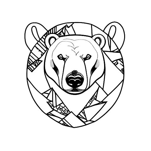 polar bear, black and white tattoo design idea