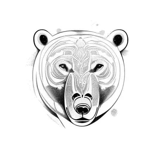 polar bear, black and white, side view tattoo design idea
