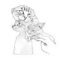 a cat petting a person's hand tattoo design idea