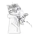 a cat petting a person's hand tattoo design idea