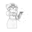 a cat petting a person's hand tattoo design idea