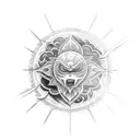 rising sun with clouds tattoo design idea