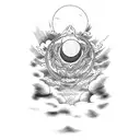 rising sun with clouds tattoo design idea