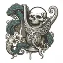 white snake wrapped around a flask dripping venom in a chalice  tattoo design idea