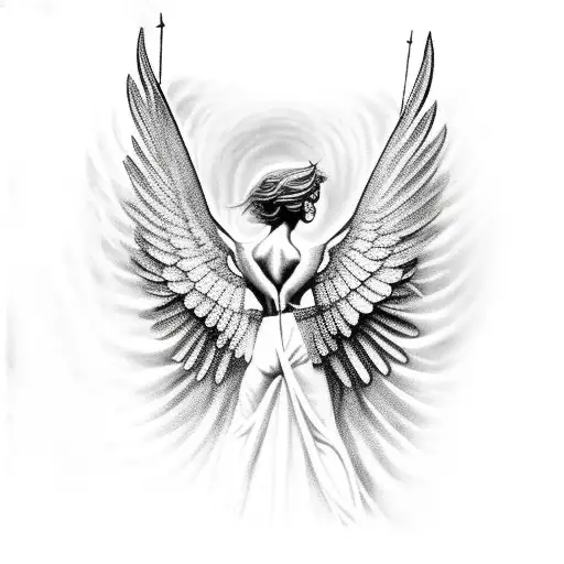 Greek god with wings falling from the sky  tattoo design idea