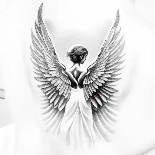 Greek god with wings falling from the sky  tattoo design idea