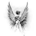 Greek god with wings falling from the sky  tattoo design idea
