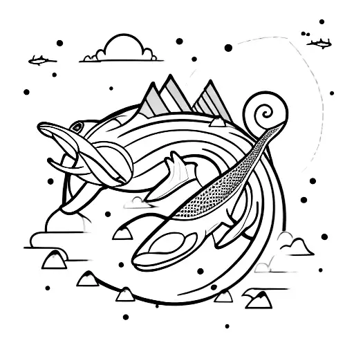orca and travel tattoo design idea