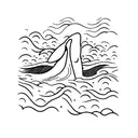 An orca swimming gracefully in a wave-filled ocean tattoo design idea