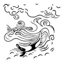 An orca swimming gracefully in a wave-filled ocean tattoo design idea