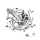 orca and travel tattoo design idea