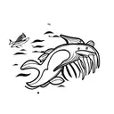 orca and travel tattoo design idea