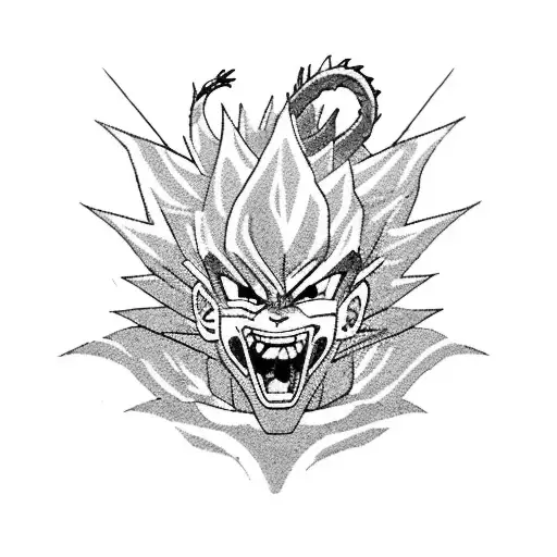 A fierce battle between Son Goku and a dragon tattoo design idea