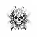 moon skull tattoo design idea
