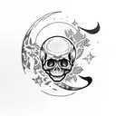 moon skull tattoo design idea