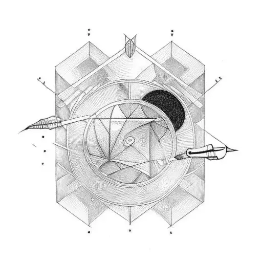 A stylish tattoo of a wrench and a dart, intertwined to represent the client's passions tattoo design idea