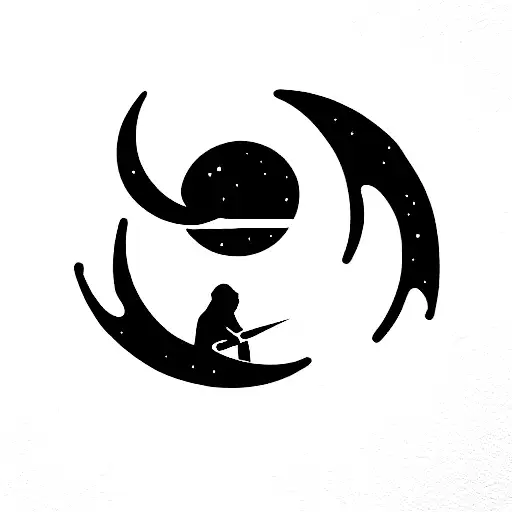 jedi and moon tattoo design idea