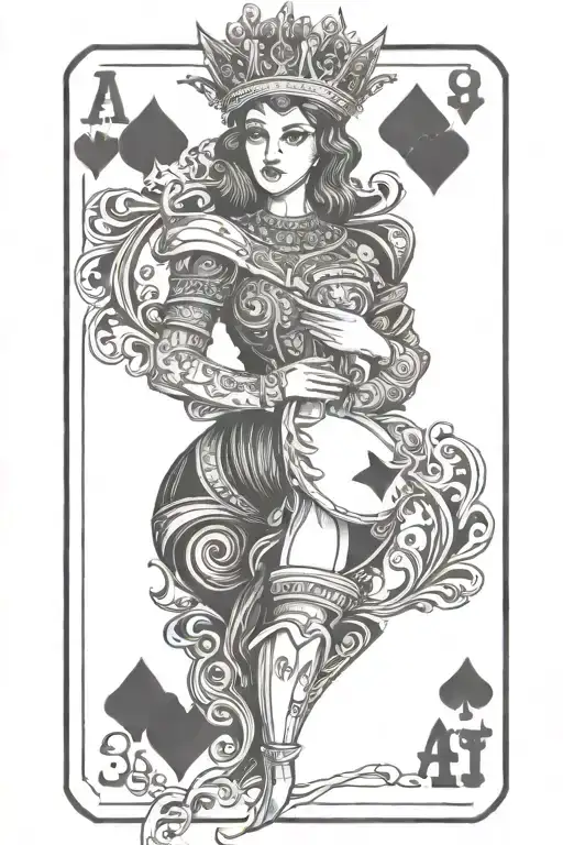Ace  queen of hearts tattoo design idea