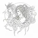 Medusa, Atreus and Zeus and Poseidon tattoo design idea