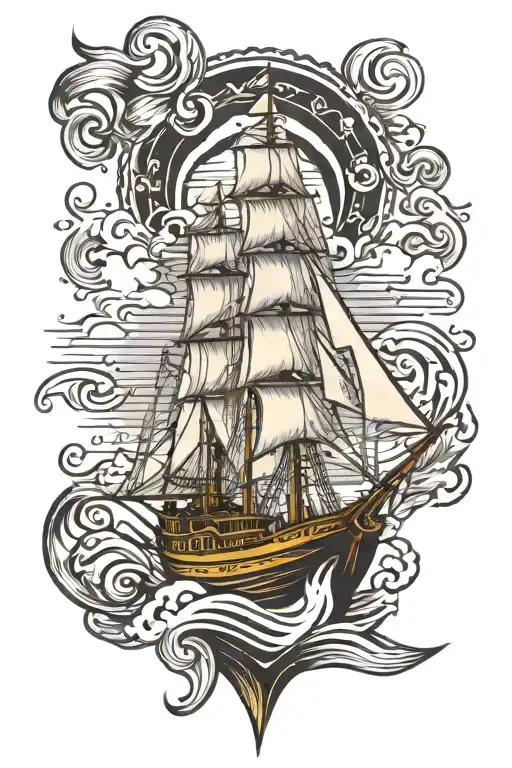 boat sailing tattoo design idea