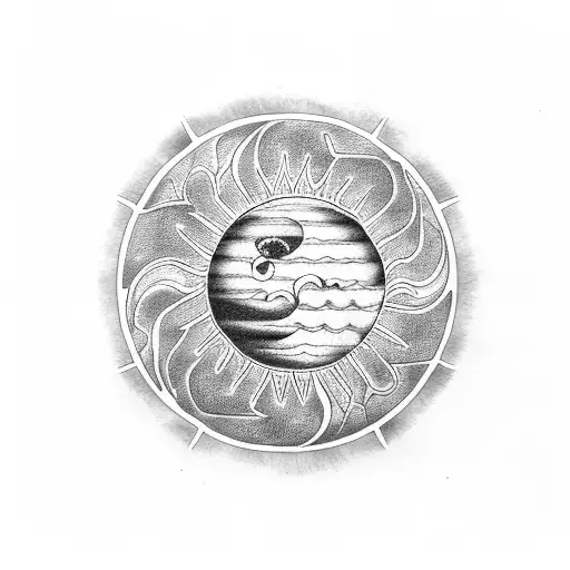 peach plum earth sun  tattoo design idea