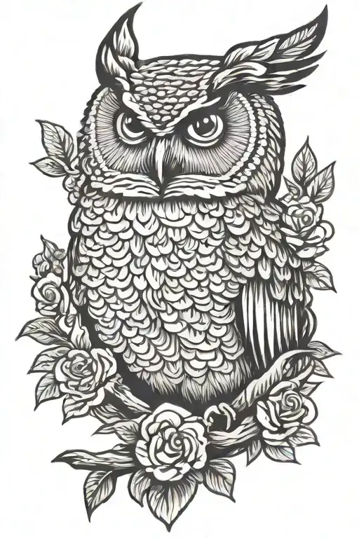 horned owl bible scripture tattoo design idea