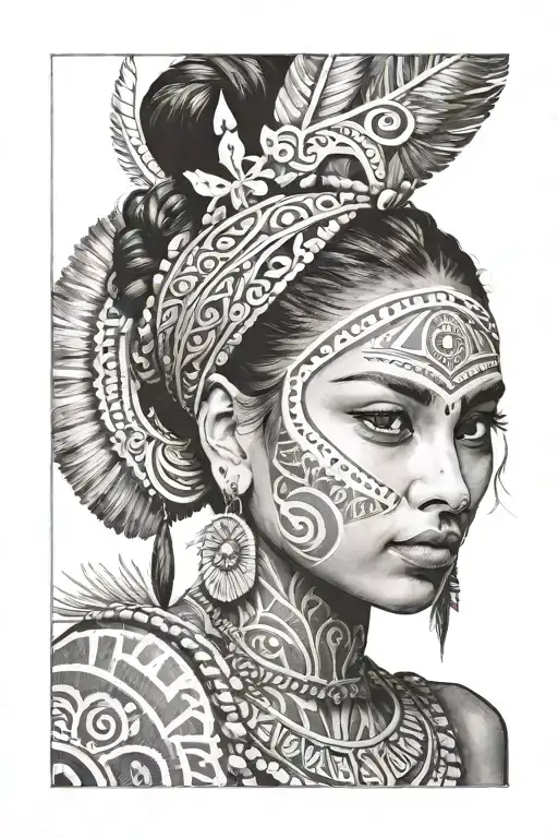 Indian girl with maori tattoo design idea