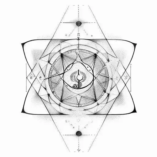 musical instruments and astrological symbols tattoo design idea