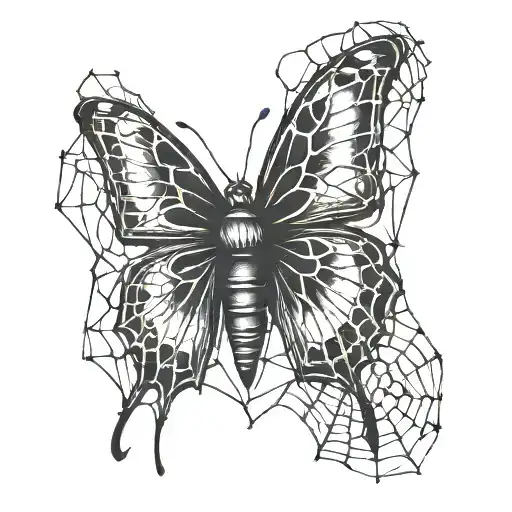 butterfly trapped in a spider web tattoo tattoo design idea