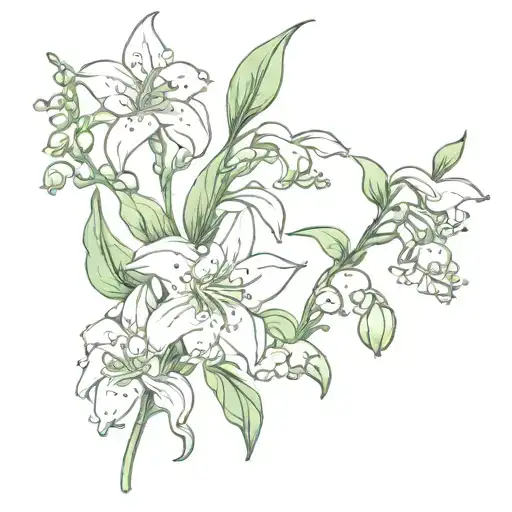 lily of the valley and tiger lily flower tattoo design idea