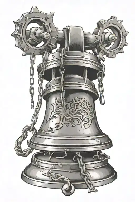 a broken big monastery bell with the bullet going through  tattoo design idea