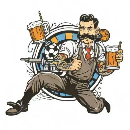 bartender and football tattoo design idea