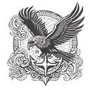 Thunderbird and Anchor hooking tattoo design idea