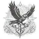 Thunderbird and Anchor hooking tattoo design idea
