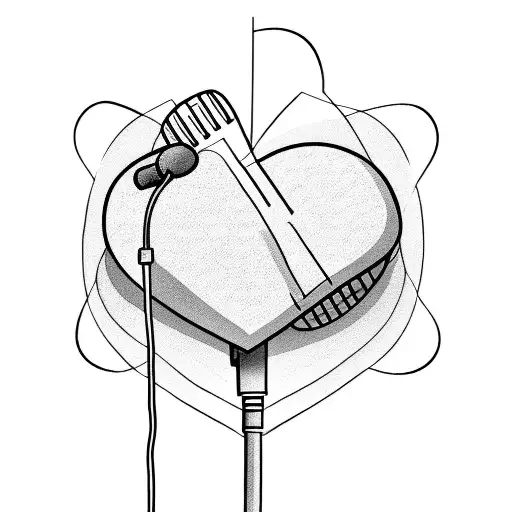 Microphone and guitar forming a heart shape tattoo design idea