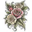 Nanna & Grandad rose tattoo tattoo design idea