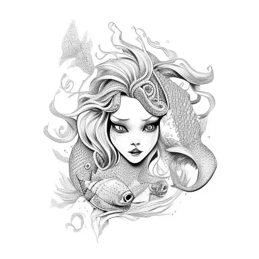 little mermaid tattoo design idea
