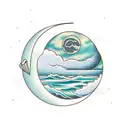 Winding river with the moon  tattoo design idea