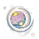 Winding river with the moon  tattoo design idea