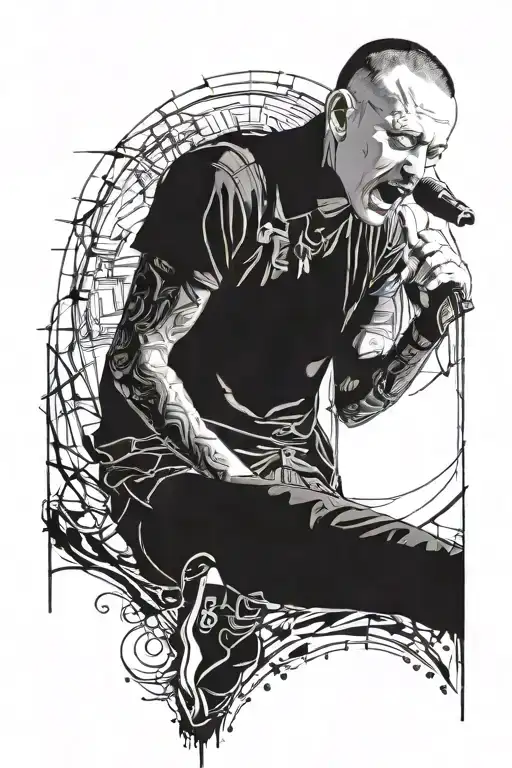 chester bennington singing tattoo design idea