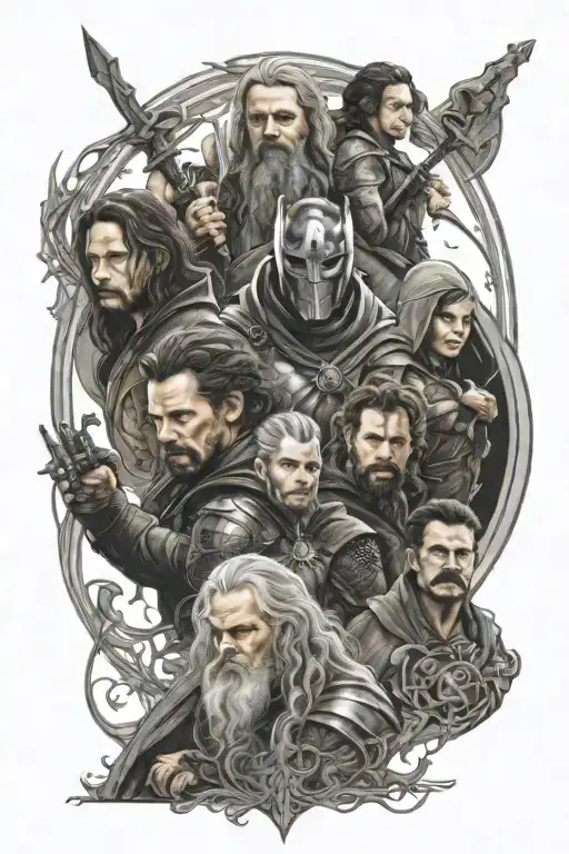 avengers lord of the rings tattoo design idea