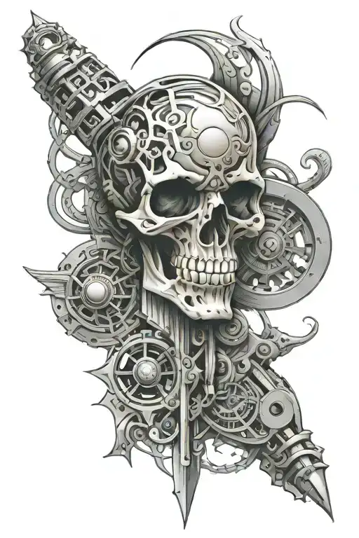 Biomechanical arm shades of black grey tattoo tattoo design idea