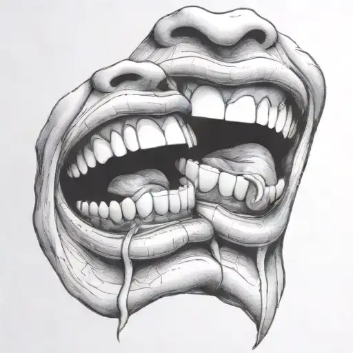 a human mouth biting another human mouth tattoo design idea