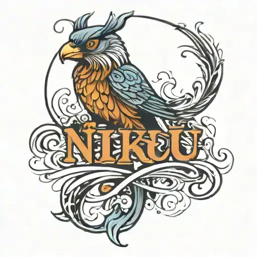 nikku name with stylish font  tattoo design idea